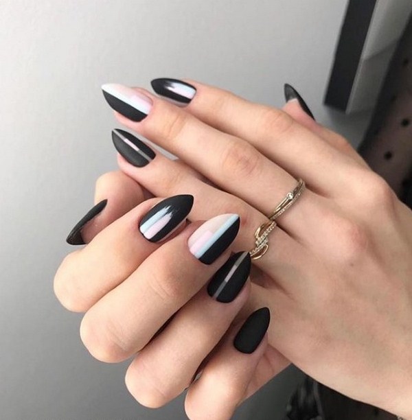 Black Nail Art Design Idea