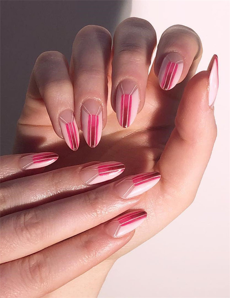 Geometric Nail Art Ideas; Geometric Manicures; geometric nails; nails designs; nails art; geometric aesthetic; nails polish;