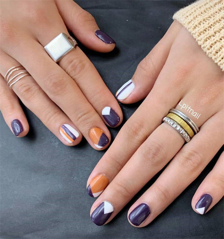 Geometric Nail Art Ideas; Geometric Manicures; geometric nails; nails designs; nails art; geometric aesthetic; nails polish;
