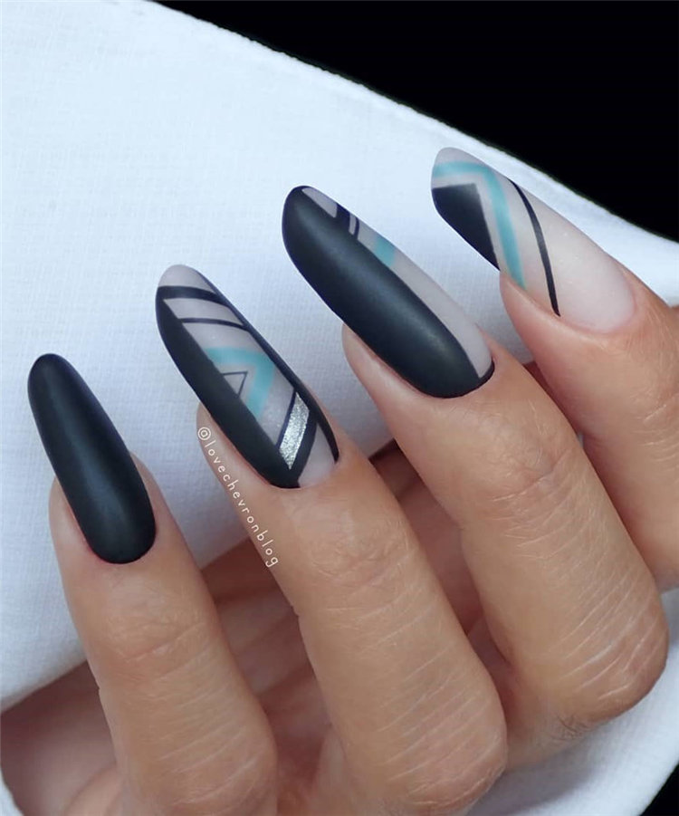 Geometric Nail Art Ideas; Geometric Manicures; geometric nails; nails designs; nails art; geometric aesthetic; nails polish;