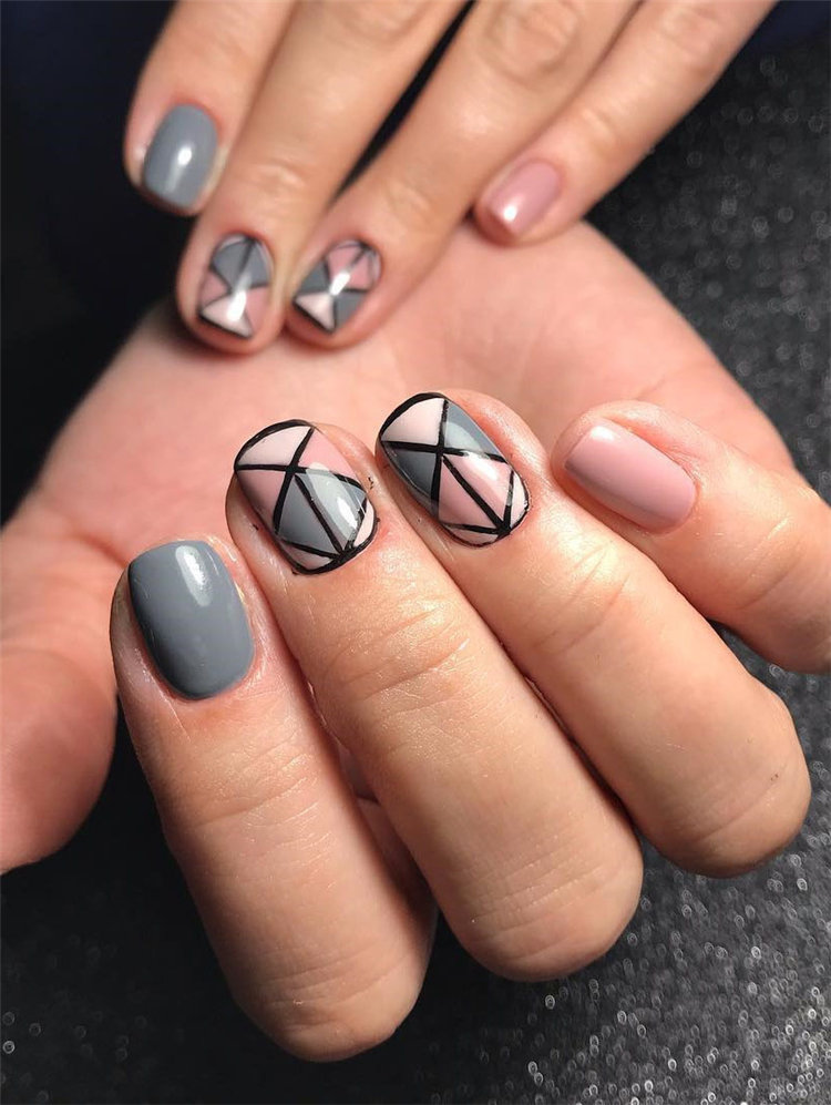 Geometric Nail Art Ideas; Geometric Manicures; geometric nails; nails designs; nails art; geometric aesthetic; nails polish;