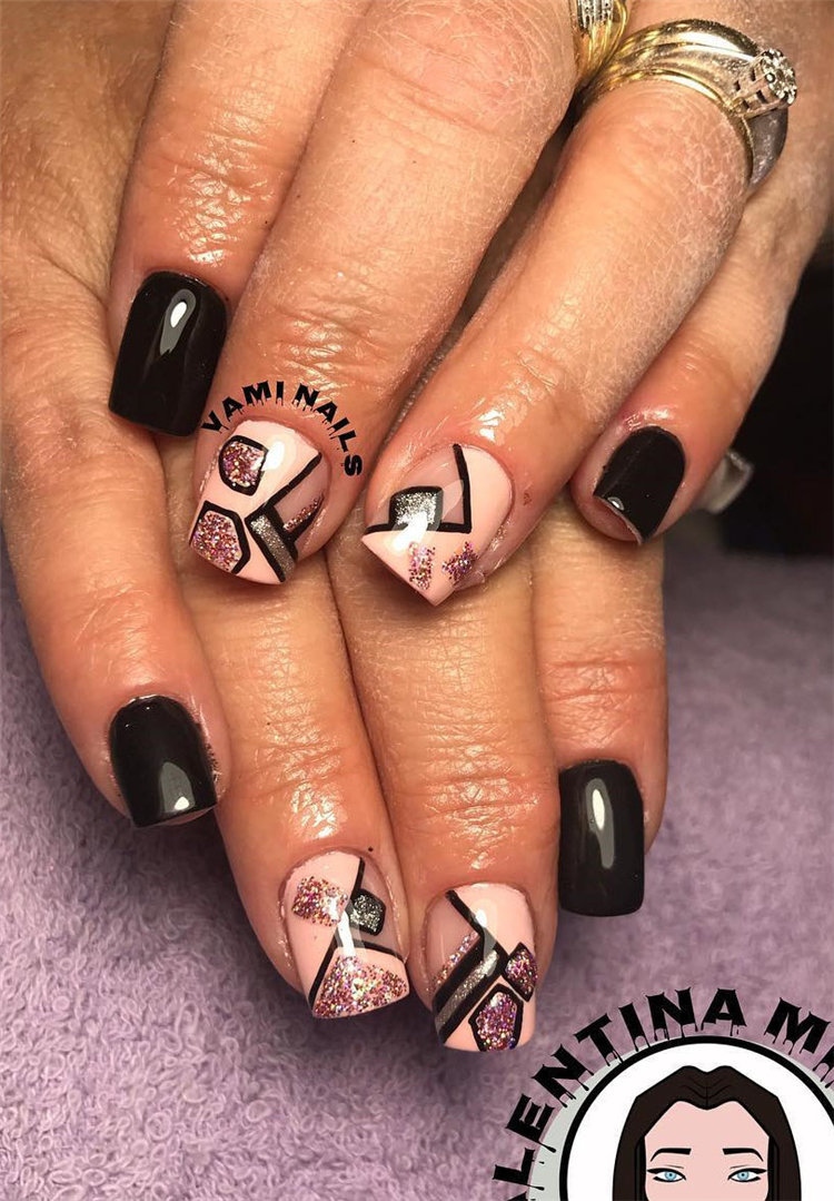 Geometric Nail Art Ideas; Geometric Manicures; geometric nails; nails designs; nails art; geometric aesthetic; nails polish;