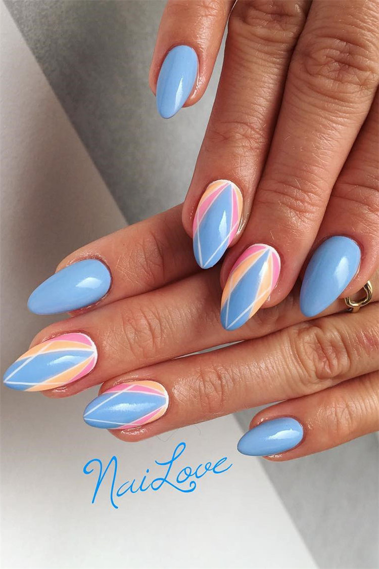 Geometric Nail Art Ideas; Geometric Manicures; geometric nails; nails designs; nails art; geometric aesthetic; nails polish;