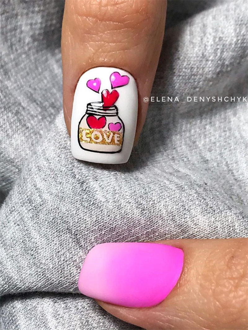 60 pink, red, and white valentine’s day nail ideas. We have gathered the best Valentines nails for you to find your Valentine's Day nail art inspiration. Click to see more nail art ideas. #NailArt #ValentineNails
