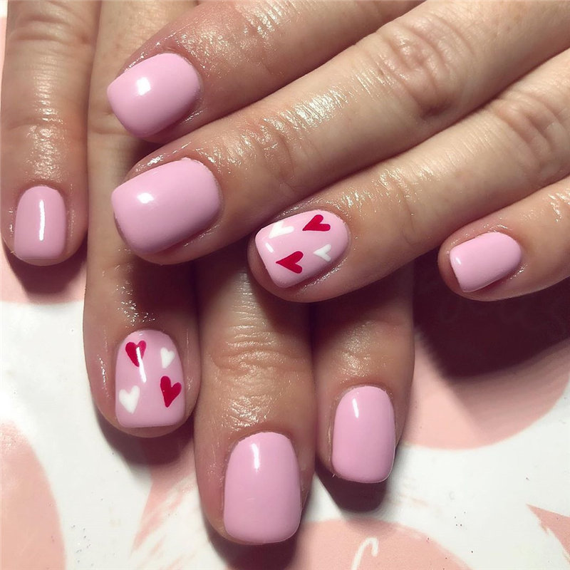 60 pink, red, and white valentine’s day nail ideas. We have gathered the best Valentines nails for you to find your Valentine's Day nail art inspiration. Click to see more nail art ideas. #NailArt #ValentineNails