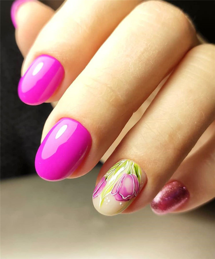 To give you some nail art inspiration, we have found 42 simple spring nail ideas. There is a mix of designs featured from flowers nails to french nails. So, take a look and find a beautiful pring nail design. #springnails #naildesigns #nails