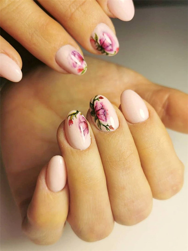 To give you some nail art inspiration, we have found 42 simple spring nail ideas. There is a mix of designs featured from flowers nails to french nails. So, take a look and find a beautiful pring nail design. #springnails #naildesigns #nails