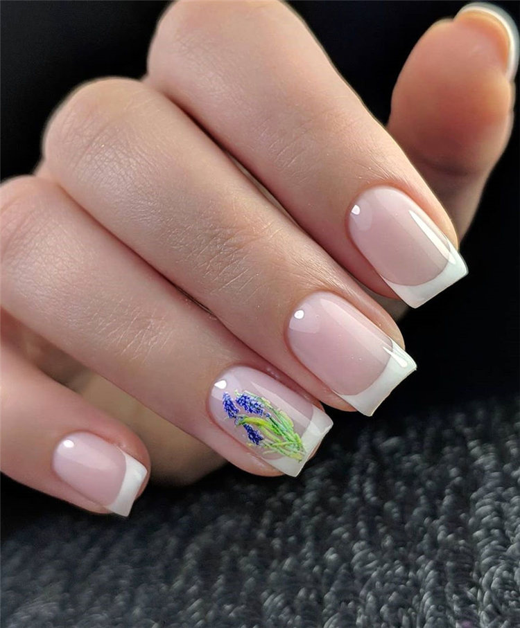 To give you some nail art inspiration, we have found 42 simple spring nail ideas. There is a mix of designs featured from flowers nails to french nails. So, take a look and find a beautiful pring nail design. #springnails #naildesigns #nails