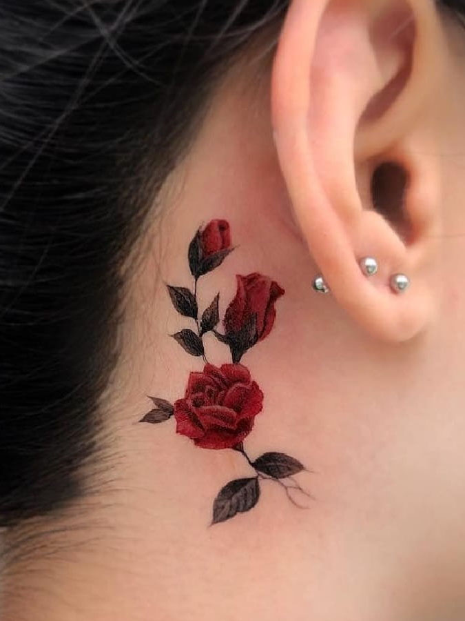 43 Outstanding Roses Neck Tattoos